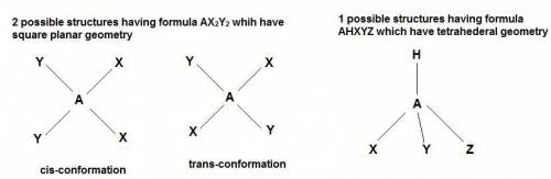 1) how many structures are possible for a square planar molecule with a formula of ax2y2?  2)how man
