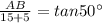 \frac{AB}{15+5}=tan 50^{\circ}