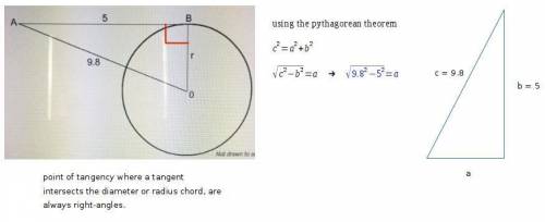 Ab is tangent to circle o at b. what is the length of the radius r?  round to the nearest tenth. loo