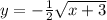 y = -\frac {1} {2} \sqrt {x + 3}