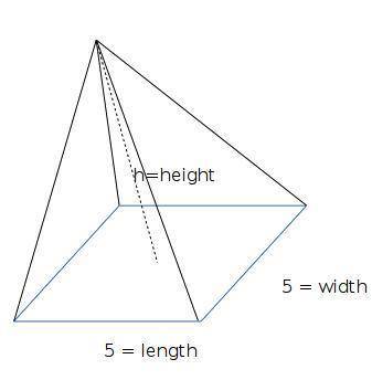 What is the height of a square pyramid with a volume of 75 cubic feet and base length of 5 feet