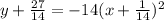 y+\frac{27}{14}=-14(x+\frac{1}{14})^2