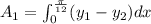 A_1=\int_0^{\frac{\pi}{12}}(y_1-y_2)dx