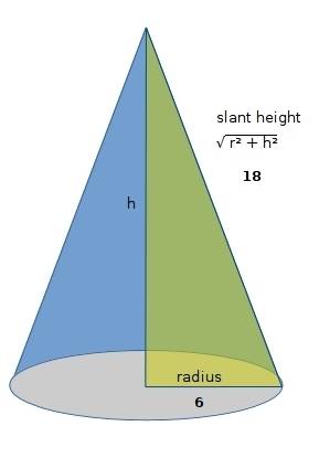 Find the surface area of the cone in terms of pie. a 90 (pie) cm^2 b 180 (pie) cm^2 c 144 (pie) cm^2