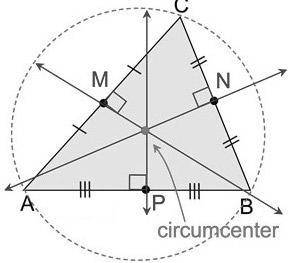 For a triangle, list the respective names of the points of concurrency of  perpendicular bisectors o
