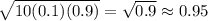 \sqrt{10(0.1)(0.9)}=\sqrt{0.9}\approx 0.95
