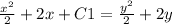 \frac{x^2}{2} +2x + C1 = \frac{y^2}{2} +2y\\