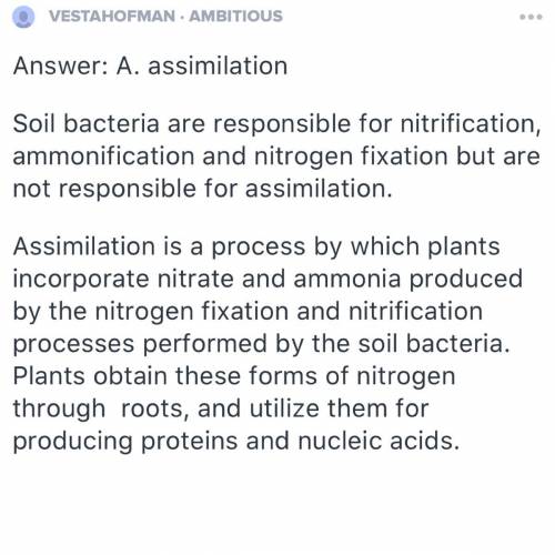 Soil bacteria are responsible for any steps in the nitrogen cycle. soil bacteria are not responsible
