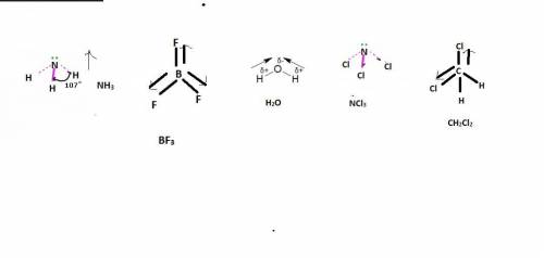 Which molecule has polar bonding and is nonpolar?  1) h2o 2) bf3 3) nh3 4) ncl3 5)ch2cl2