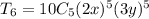 T_{6}=10C_5(2x)^{5}(3y)^5