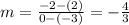 m=\frac{-2-(2)}{0-(-3)}=-\frac{4}{3}