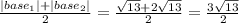 \frac{|base_1|+|base_2|}{2}= \frac{\sqrt{ 13}+2\sqrt{ 13}}{2}= \frac{3\sqrt{13}}{2}