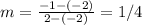 m=\frac{-1-(-2)}{2-(-2)}=1/4