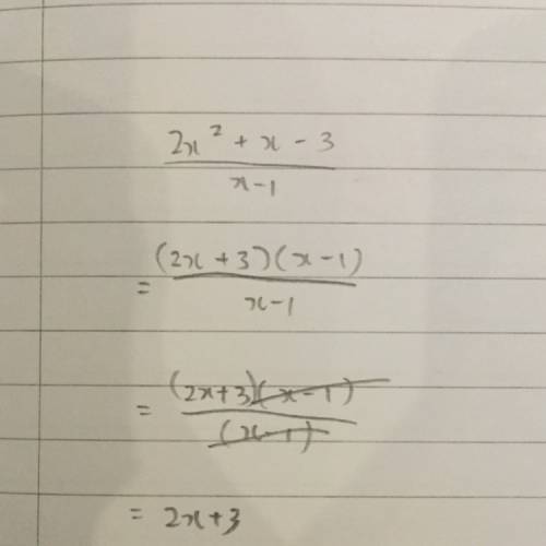 Let f(x)=2x^2+x-3 and g(x) = x-1 find f(x)/g(x)