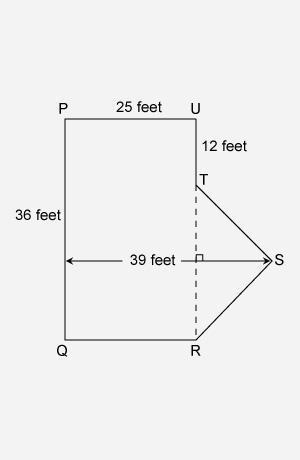 The figure pqrstu represents the shape of the parking lot at a shopping mall. what is the area of th