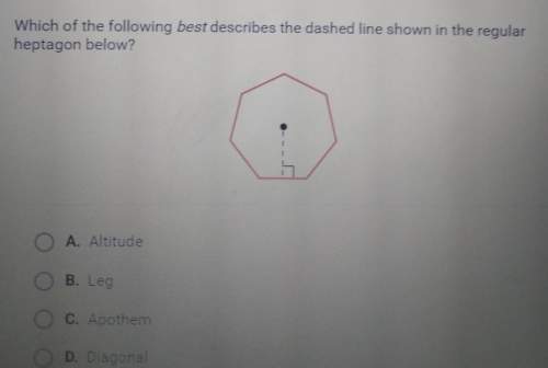 Which of the following best describes the dashed line shown in the regularheptagon below?
