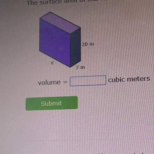 The surface area of this rectangular prism is 1,414 square meters. what is the volume?