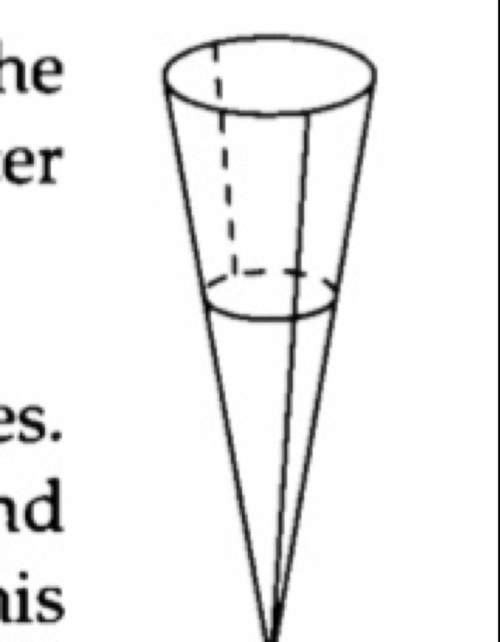 The water tank in the diagram is in the shape of an inverted right circular cone. the radius of its