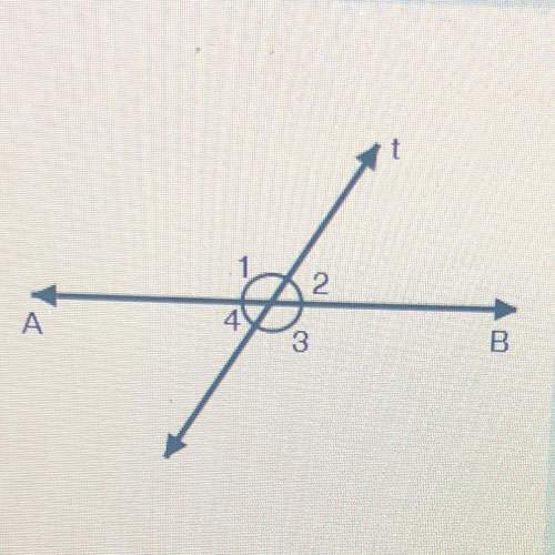 (03.01 mc) the figure below shows a straight line ab intersected by another straight line t: write