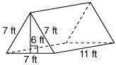 Asaphow much fabric is needed to make a tent in the shape of a triangular prism with the following m