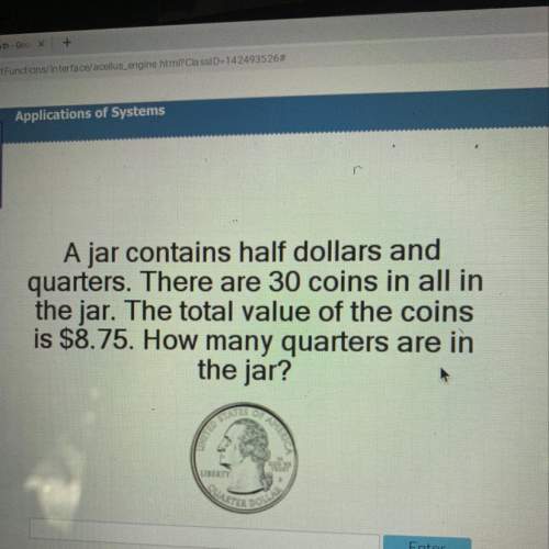 Ajar contains half dollars and quarters. there are 30 coins in all in the jar. the total value of th