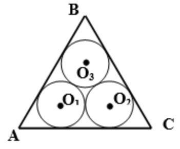 Given: △abc is equilateral. the radius of each circle is r.find ab
