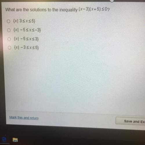 What are the solutions to the inequality (x-3)(x+5) &lt; 0 {x|35x35} {x\-55x5-3) {xl-55x53} {xl-35x5