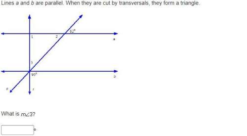 Lines a and b are parallel. when they are cut by transversals, they form a triangle. what is m&lt; 3