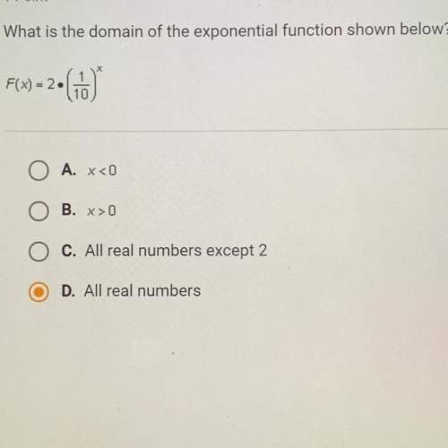 What is the domain of the of the exponential function shown below?