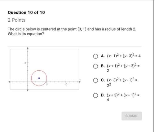 The circle below is centered at the point (3,1) and has a radius length of 2.what is its equation