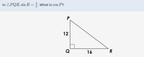 In δpqr, sin r = [tex]\frac{3}{5}[/tex]. what is cos p? (a) [tex]\frac{5}{3}[/tex](b) [tex]\frac{3}{