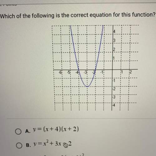 Which of the following is the correct equation for this function? a. y= (x+4)(x+2) b. y=x^2+ 3x – 2