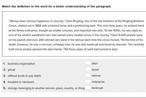 Match the definition to the word for a better understanding of the paragraph. 1 money does not buy h