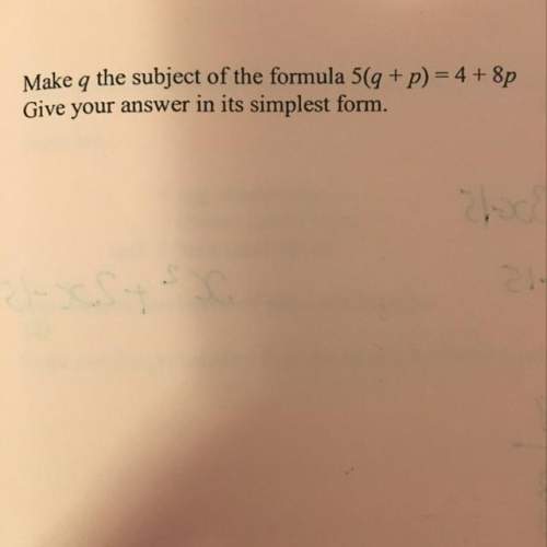 Make q the subject of the formula 5(q+p)=4+8