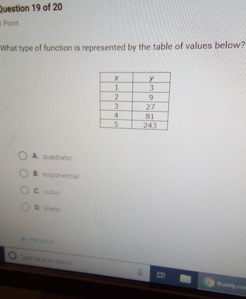 What type of function is represented by the table of values below?  a. quadraticb.