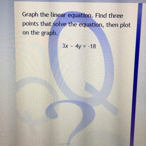Graph the linear equation. find three points that solve the equation, then plot on the graph. 3x - 4