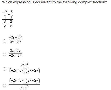 (hurry! ) which expression is equivalent to the following complex fraction?