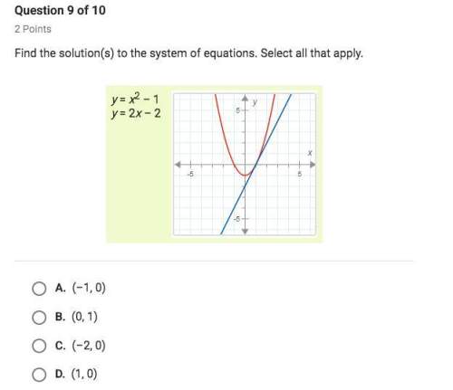 Find the solution(s) to the system of equations. select all that apply y=x^2-1 y=2x-2