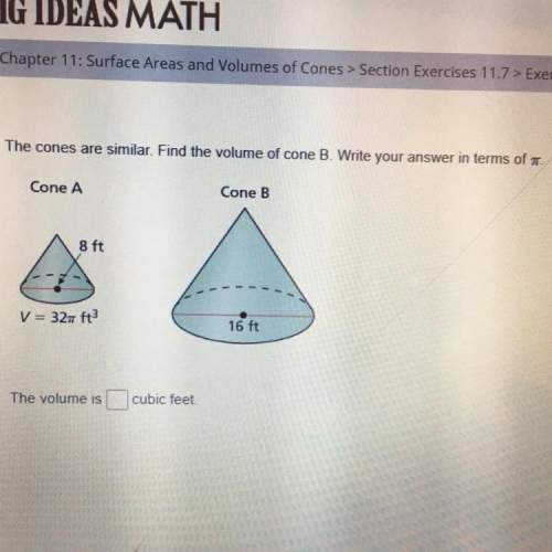 The cones are similar. find the volume of cone b. write your answer in terms of pi.