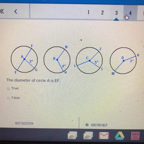 The diameter of circle a is ef. true false