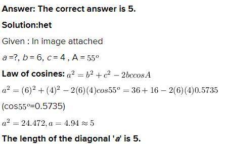 What is x, the length of the diagonal, to the nearest whole number