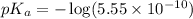 pK_a=-\log (5.55\times 10^{-10})
