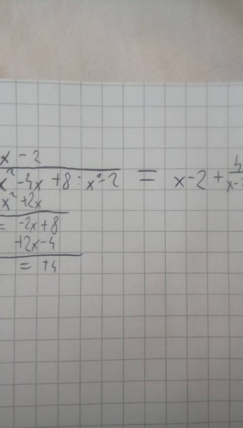 Divide (x^2 - 4x + 8) / (x - 2) yes i know it's pretty easy, but it's late and my brain is fried so