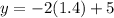 y=-2(1.4)+5