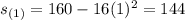 s_{(1)}=160-16(1)^2=144