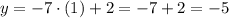 y=-7\cdot (1)+2=-7+2=-5