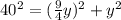 40^{2}=(\frac{9}{4}y)^{2}+y^{2}