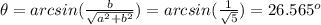 \theta = arcsin(\frac{b}{\sqrt{a^2+b^2} } ) = arcsin(\frac{1}{\sqrt{5}}) = 26.565^o