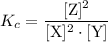 K_c = \dfrac{[\text{Z}]^{2}}{[\text{X}]^{2} \cdot[\text{Y}]}