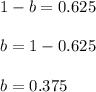 1-b = 0.625\\\\b = 1-0.625\\\\b = 0.375